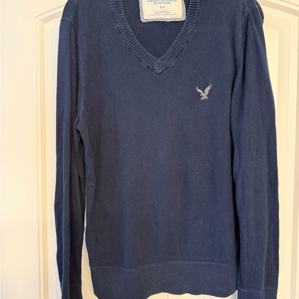 American Eagle Outfitters Navy V-Neck Sweater